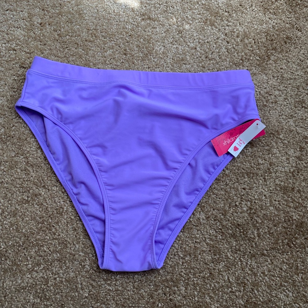 *NWT Xhiliration purple swim bottoms size XL